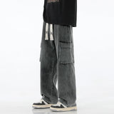 Autumn New Men Cargo Jeans Baggy American High Street Y2K Multi-pocket Youth Overalls Fashion Streetwear Vintage Wide Leg Pants