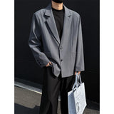 Black Blazer Jacket Men Fashion Society Mens Gray Dress Jacket Korean Loose Casual Suit Jacket Mens Office Formal Jackets M-3XL