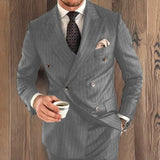 Black Stripe Men Suits Double Breasted Blazer Latest Coat Pant Designs Slim Fit 2 Piece Tuxedos Custom Made Groom Prom