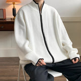 Zipper Cardigan Sweater Men's Light Mature Style Winter Thickened Knitted Jacket Japanese Loose Handsome Sweater Jacket Preppy