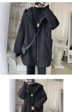 Hooded Trench Men Baggy Zip-up Overcoat Fashion Ulzzang Handsome Daily Pockets Mature Streetwear Personality Spring Autumn Soft