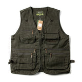 American Workwear Retro Metal Zipper Three-dimensional Pocket Cotton Men Women Tactical V-neck Vest Jacket Aesthetic Urban Chic