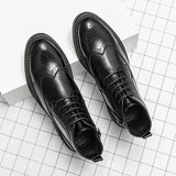Men's formal Chelsea ankle boots fashion black Brugge natural leather wedding shoes men's office shoes