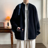 Zipper Cardigan Sweater Men's Light Mature Style Winter Thickened Knitted Jacket Japanese Loose Handsome Sweater Jacket Preppy