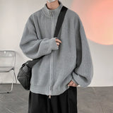 Sweater Jacket Knitted Zipper Cardigan Sweater Stand Collar Solid Color Long Sleeve Thickened Outerwear Casual Sweater Coats Top