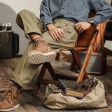 Japanese Vintage Amikaki Workwear Pants Men Spring Autumn Straight Casual Trousers Gentlemen Green Tough Rough Pants Old School
