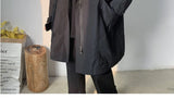 Hooded Trench Men Baggy Zip-up Overcoat Fashion Ulzzang Handsome Daily Pockets Mature Streetwear Personality Spring Autumn Soft