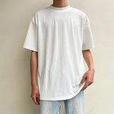 High-quality Ice Silk T Shirts for Men Short Sleeve Summer Half-high Collar Top Loose Korean Fashion Harajuku Mens T Shirts