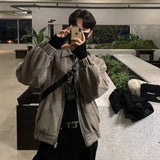 Autumn Suede Jackets Man Fashion Korean Style Jacket Lightweight Casual Turn-down Collar Zipper Tops Coats Slim Men Jackets