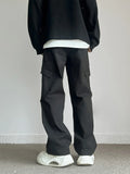 100％ Cotton Men's Cargo Casual Pants Baggy Straight Elastic Waist Comfortable Trousers Fashion Streetwear Hip Hop Male Trousers