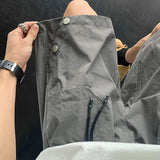 American Casual Shorts High-end Quick-drying Workwear Charge Shorts Korean Men's Summer Loose Rivet Cargo Half Pants Streetwear