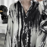 Tie Dye Shirts for Men Baggy Handsome Casual Long Sleeve Tops Personality Harajuku Soft All-match Spring Autumn Daily