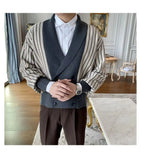 Light Mature Style Autumn Winter New Cardigan Men British Retro College Style Knitted Jacket Contrasting Suit Collar Sweater