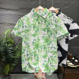 Unisex Printed Short Sleeve Shirts, Fashionable Loose Fit Bubble Grid Blouse, Trendy Casual Tops for Men and Women