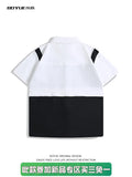 American Retro Racing Suit Short-sleeved Shirt Men Korean Version 2025 New Fashionable High-end High-art Motorcycle Style Top