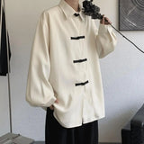 New Chinese Style Fold-button Shirt Men's Long-sleeved Hanfu Tang Suit Jacket Chinese Style Jacket Men's Fashion Tops Urban