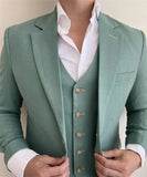 3 Pcs Linen Wedding Suits for Men Summer Party Casual Style Groom Tuxedo Male Fashion Celebrity Suit Blazer with Vest Pants