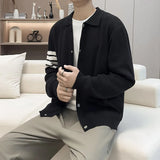 Japanese Retro Men's Cardigan Coats Light Luxury Knitted Lapel Long Sleeve Sweater Jacket Leisure Premium Quality Knitwear M-3XL