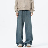 Baggy jeans mens New Korean Men's Casual Long Jeans Classic Man Straight Denim Wide-leg Pants Solid Low-rise jeans