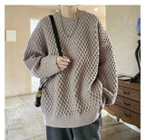 American style trendy men and women retro round neck personalized sweater couple autumn and winter lazy style casual knitted top
