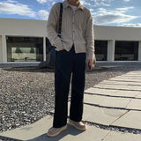 Korean Jacquarded Cardigan Coat Light Luxury Knitted Lapel Long Sleeve Men Sweater Jackets Autumn Leisure Premium Knitwear M-3XL