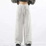New Men Loose Daily Draping Wide Leg Jeans Male Vintage Design Wash White Denim Pants Fashion Streetwear Casual Denim Trousers