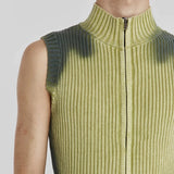 Streetwear Men Knitted Vest Pullovers New Men's Turtleneck Sleeveless Top Sweater Zipper Tie-dye Clothing Autumn C3482