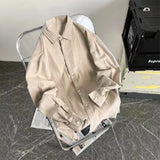 Men's Loose Long Sleeve Shirts Casual Solid Colors Cotton Linen Cool Summer Breathable Trendy Baggy Shirt Male Button Up