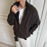 New Japanese Retro Men Cardigan Jacket Winter Light Luxury Trendy Turtleneck Knit Zip-up Long Sleeve Sweater Coat Premium Outfit