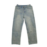 Men's Elastic-Waist Straight Loose Fit Denim Pants - Solid Color Casual Streetwear Jeans with Comfort Stretch