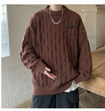 Autumn and winter high street men and women Korean style trend lazy style round neck sweater couple loose retro casual knitted