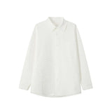 Black White Long-sleeved Shirt Men Fashion Social Mens Dress Shirt Korean Loose Casual bubble Shirts Mens summer trend