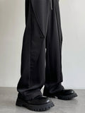Men Casual Solid Pants Straight Drawstring Thin Breathable Advanced Fashion Shopper Chic Korean Style High Street Comfortable