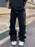 American Style Erosion Damage Raw Edge Street Jeans Men's Harajuku Style Hip-hop Dance Straight White Jeans Women's Y2k Clothing