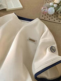 Summer Fake Two-piece Waffle Short Sleeve T Shirt Men Vintage Appliques Loose T-shirts Couple y2k Streetwear Clothes Hip Hop Tee
