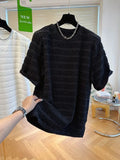 Light Luxury High-end Niche Texture T-shirt Men's Summer Handsome Short-sleeved Loose Fashionable Casual Bubble Yarn Top Chic