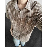 Summer Short Sleeved Shirt Men Casual Shirt Man Streetwear Korean Loose Checkered Shirt Mens Fashion Shirts Large Size 5XL