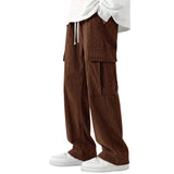 New European and American High Street Fashionable Overalls Men's Corduroy Loose Wide Leg Straight All-Matching Casual Pants