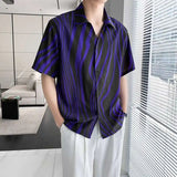 Summer Short Sleeved Shirt Men Slim Fit Fashion Social Mens Formal Dress Shirt Korean Casual Shirt Mens White Striped Shirts