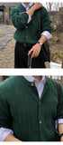 New Korean Fashion Men Cardigan Light Luxury Knitted O Neck Long Sleeve Sweater Coats  Autumn Leisure Premium Jacquard Knitwear
