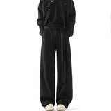 Belt Suit Pants Men Oversized Society Mens Black Dress Pants Korean Loose Wide Leg Pants Mens Office Formal Trousers M-3XL