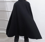 Fashion Men Cloak Coats Lapel Solid Color One Button Cape Trench Streetwear Casual Male Overcoats Ponchose S-5XL