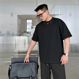 New Men's High Street Short Sleeve Y2K T-Shirt Summer Cotton Solid Color O-Neck Tshirts Hip Hop Fashion Loose Tee Tops