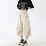 Summer Thin Casual Pants Men Fashion Black Wide Leg Pants Men Streetwear Hip-hop Loose Ice Silk Pants Mens Cropped Trousers