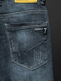 Ripped Frayed Men's Slim-fit Stretch Jeans Cotton Fashion Korean Classic Blue Black Denim Pants Streetwear Hip Hop Male Trousers
