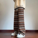 Wide Leg Pants Men Women Autumn Winter Fashion Casual Straight Pants Loose Mopping Pants Harajuku Vintage Striped Black/Coffee