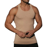 Summer New Men's Vest Knitted Vertical Stripes Fitness Sports Leisure Slim Vest I-Shaped Sleeveless Top Free Shipping