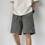 American Casual Shorts High-end Quick-drying Workwear Charge Shorts Korean Men's Summer Loose Rivet Cargo Half Pants Streetwear