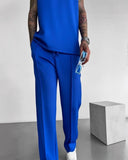 New summer sleeveless sports suit 2025 men's casual solid color trousers men's clothing vest two-piece set,