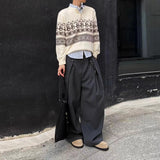 Men's Knitted Henry Sweaters Luxury Christmas Penguin Fair Island Long Sleeve Pullover Japanese Vintage Old Money Knitwear M-2XL